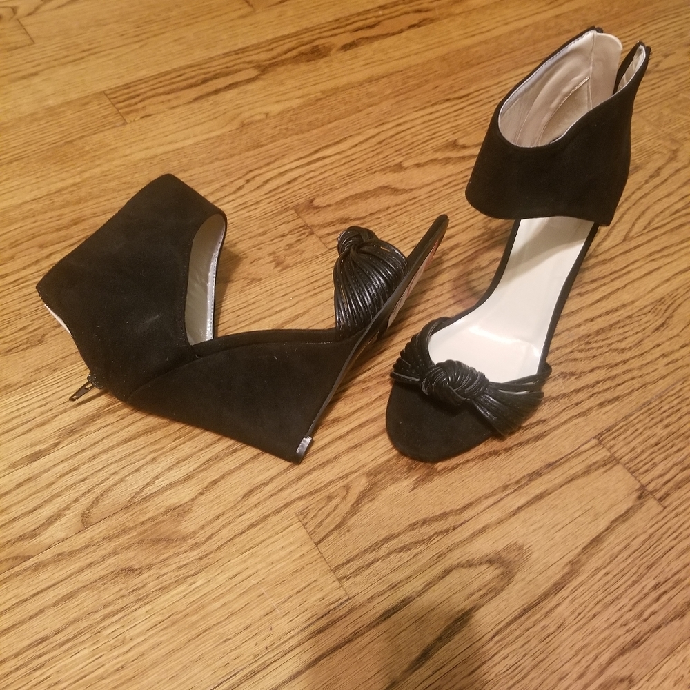black wedge sandals
